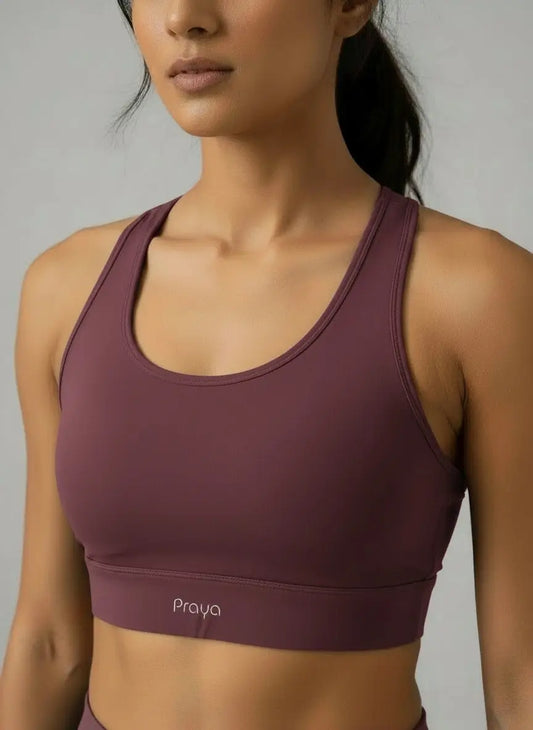 Criss Cross Sports Bra (Wine)